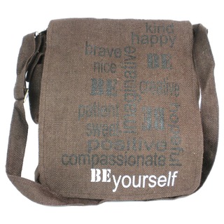 Handmade Brown Jute 'BE Yourself' Messenger Bag (India)