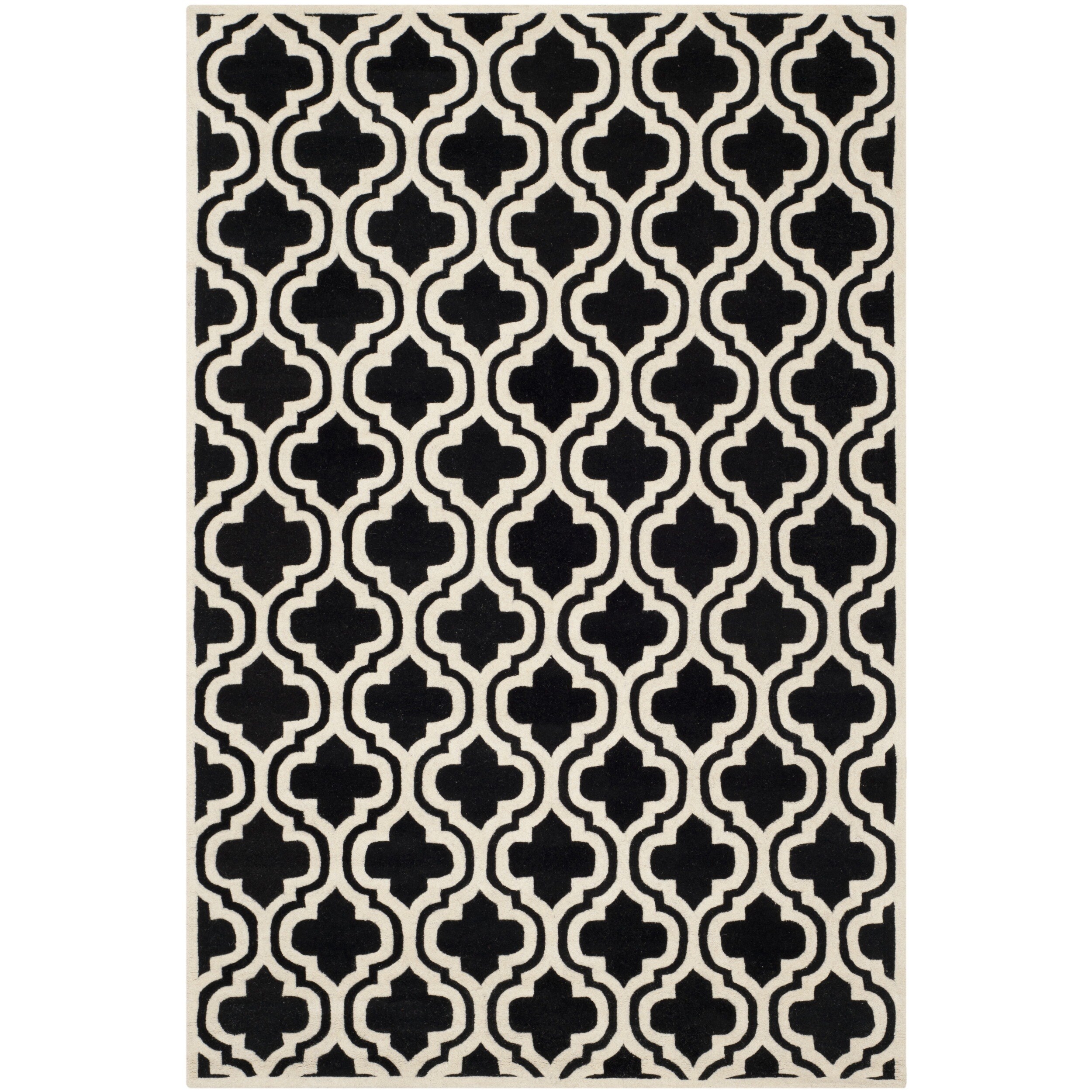 Safavieh Handmade Moroccan Chatham Black/ Ivory Geometric Wool Rug (8 X 10)