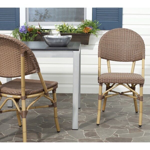 Safavieh Rural Woven Dining Barrow Brown Indoor Outdoor Stackable Dining Chairs (Set of 2)