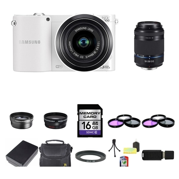 Samsung NX1000 20.3MP Mirrorless Digital Camera with 20-50mm and 50-200mm Lens Bundle