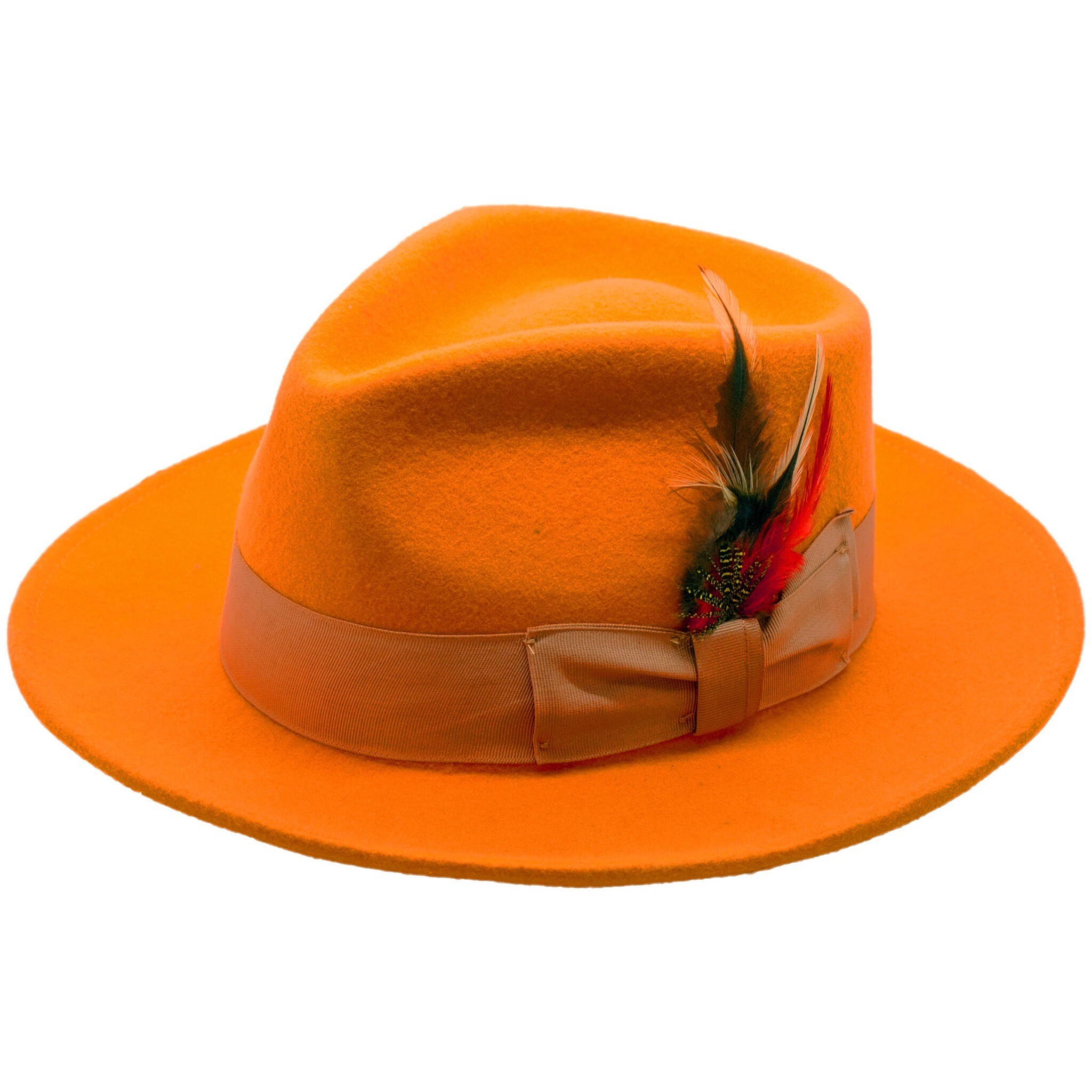 Ferrecci Mens Orange Wool Fedora Hat