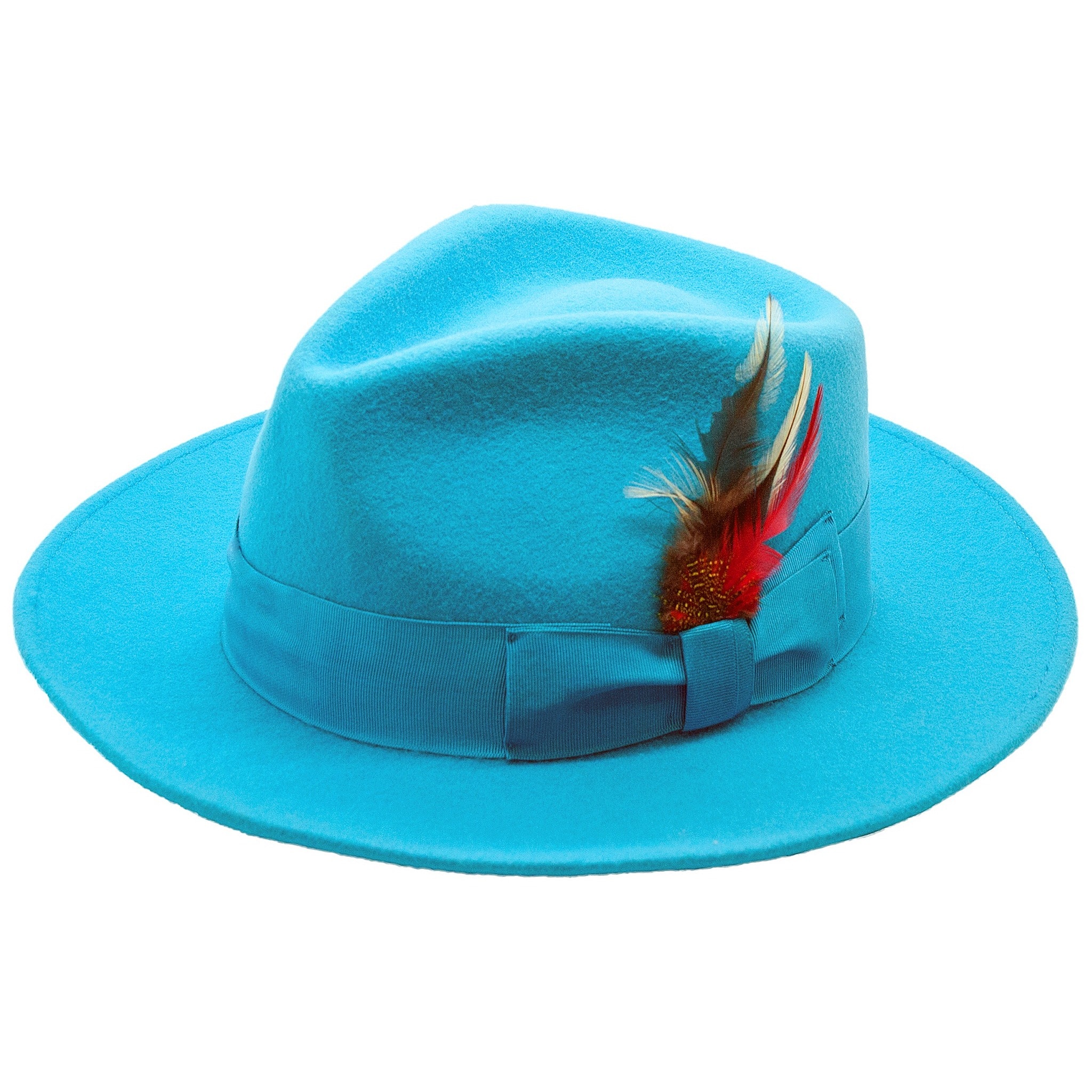 Ferrecci Mens Turquoise Wool Fedora Hat