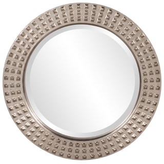 --->  Spike Bright Silver Leaf Round Mirror