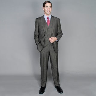 Men's Brown Stripe 2-button Vested Suit-Image