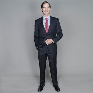 Men's Black Windowpane 2-button Suit-Image