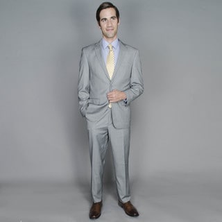 Men's Light Grey Striped 2-button Suit-Image