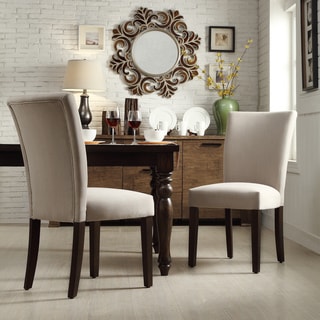 (>_<)  INSPIRE Q Catherine Grey Fabric Parsons Dining Chair (Set of 2)