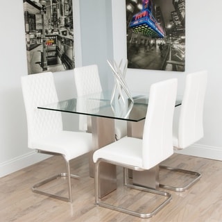 Somette Round Glass Top Chrome Dining Table - 16249866 - Overstock.com