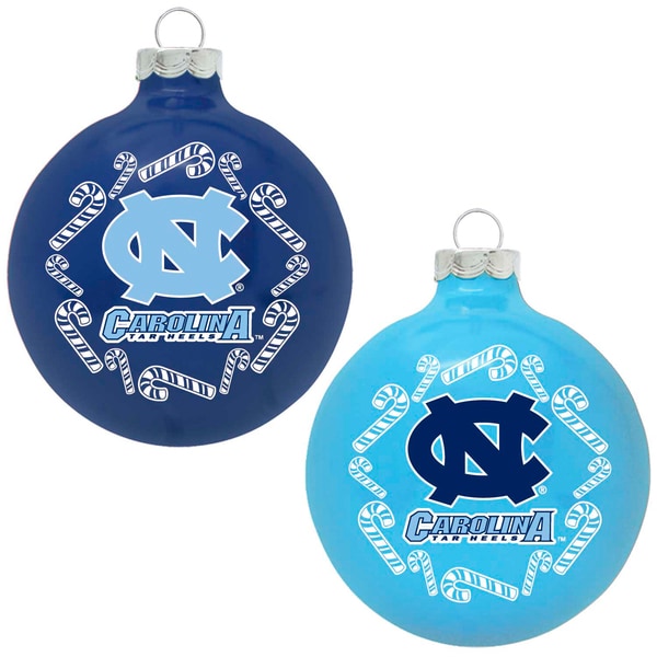 North Carolina Tarheels NCAA Home and Away Glass Ornaments