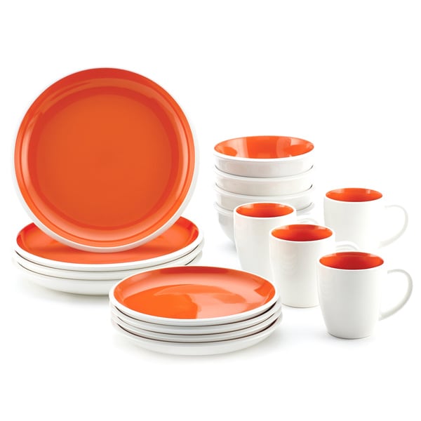 Rachael Ray Rise Stoneware 16piece Orange Dinnerware Set 15836650