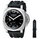 Panerai Men's 'Luminor 1950' Black Dial 8 Days GMT Black Strap Watch