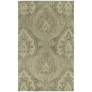 For sale St. Joseph Sage Damask Hand-tufted Wool Rug (8' x 10')