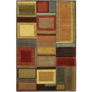 Sale Price Hand Knotted Pokhara Iridescent Blocks Multi Color Rug (8' x 11')