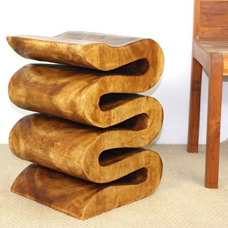 @@@ >  20-inch High Walnut Oil Wave Accent Table (Thailand)