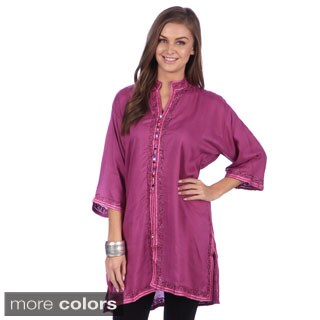 Hand-Embroidered Women's Tunic Caftan (Morocco)