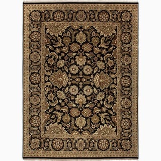 Find Shop Hand-Made Oriental Pattern Black/ Tan Wool Rug (9x12)