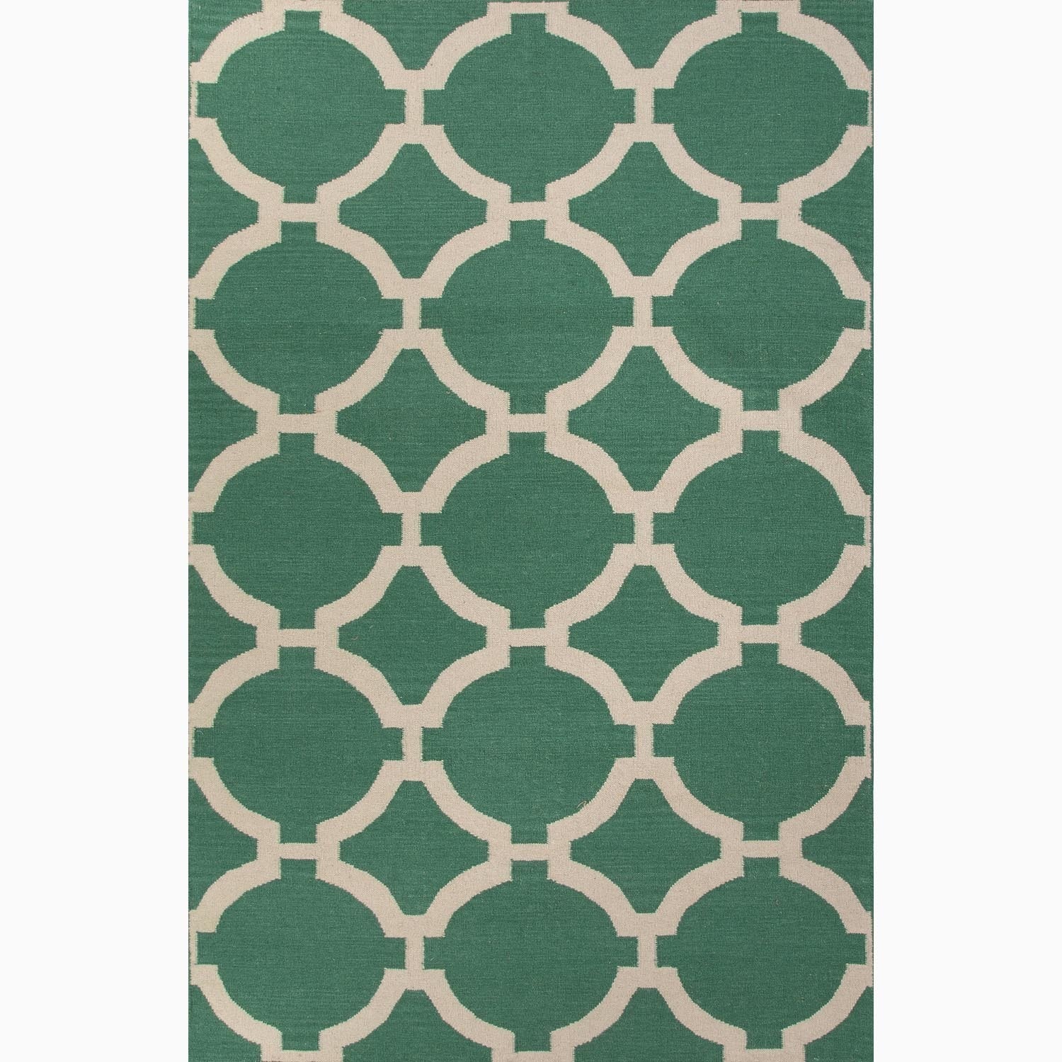 Handmade Geometric Pattern Green/ Ivory Wool Rug (9 X 12)