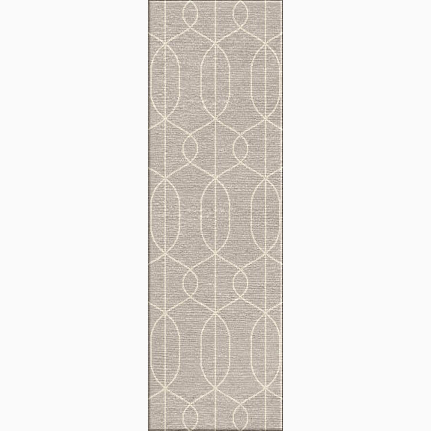 Hand made Geometric Pattern Gray/ Ivory Wool Rug (2.6x8)