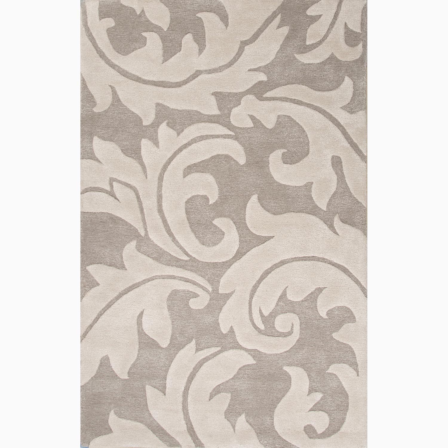 Hand made Abstract Pattern Gray/ Ivory Wool/ Art Silk Rug (9x12)