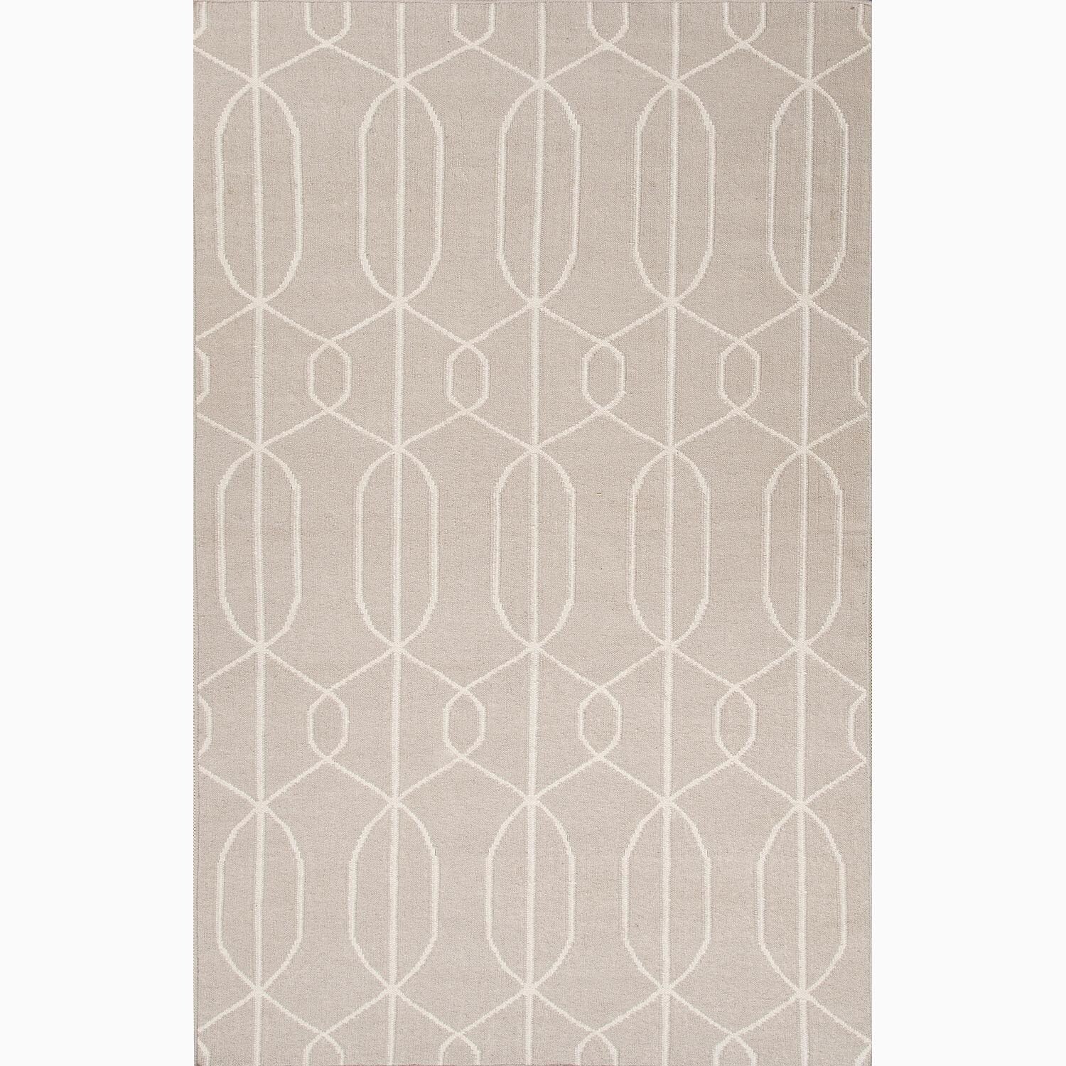 Handmade Geometric pattern Gray/ Ivory Wool Area Rug (8x10)