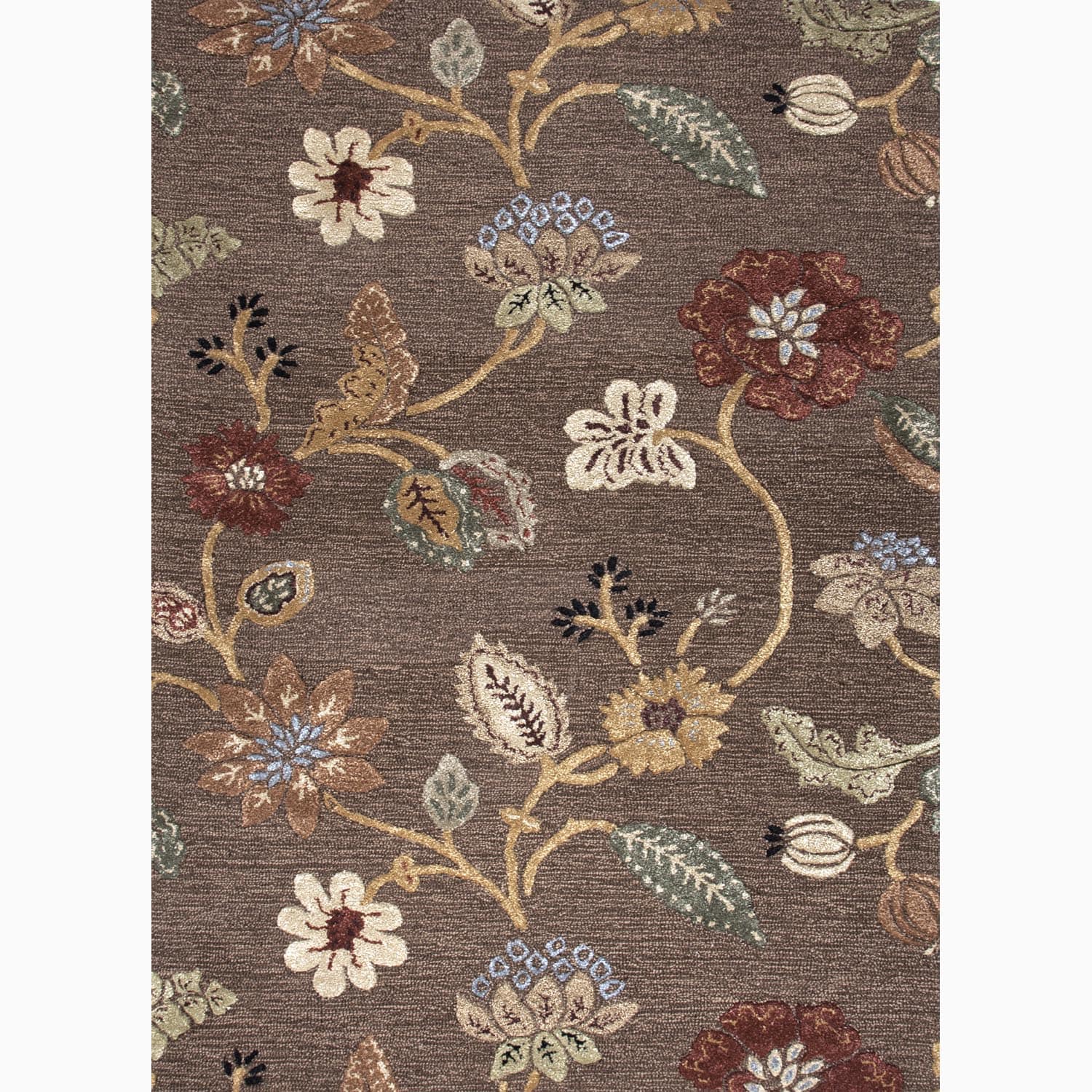 Great Prices Handmade Floral Pattern Brown/ Yellow Wool/ Art Silk Rug (9 x 12)