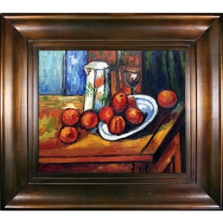 Great Prices Paul Cezanne 'Bricoo, Bicchiere e Piato' Hand Painted Framed Canvas Art