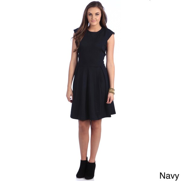 Amelia Fit and Flare Dress with Box Pleated Skirt and Gold Novelty Zipper