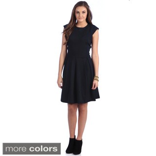 Amelia Fit and Flare Dress with Box Pleated Skirt and Gold Novelty Zipper-Image