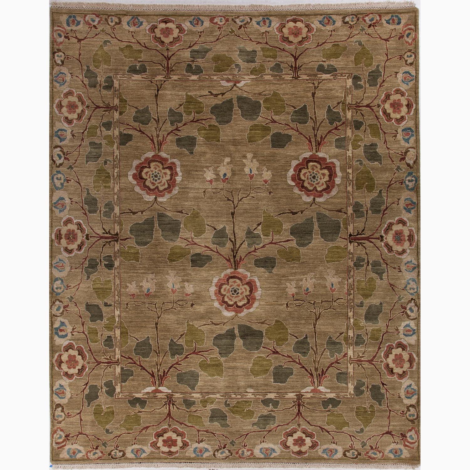 Hot Deal Handmade Arts and Craft Pattern Green/ Red Wool Rug (6 x 9)