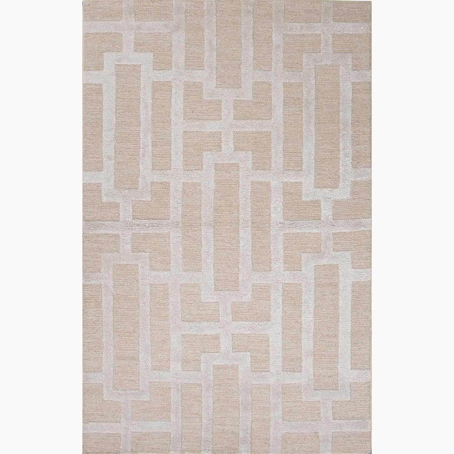 (>_<)  Handmade Geometric Pattern Taupe/ Gray Wool/ Art Silk Rug (9'6 x 13'6)