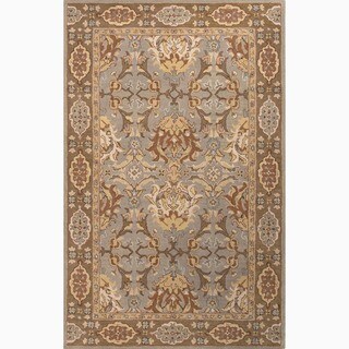 Hand-Made Gray/ Brown Wool Easy Care Rug (8x10)