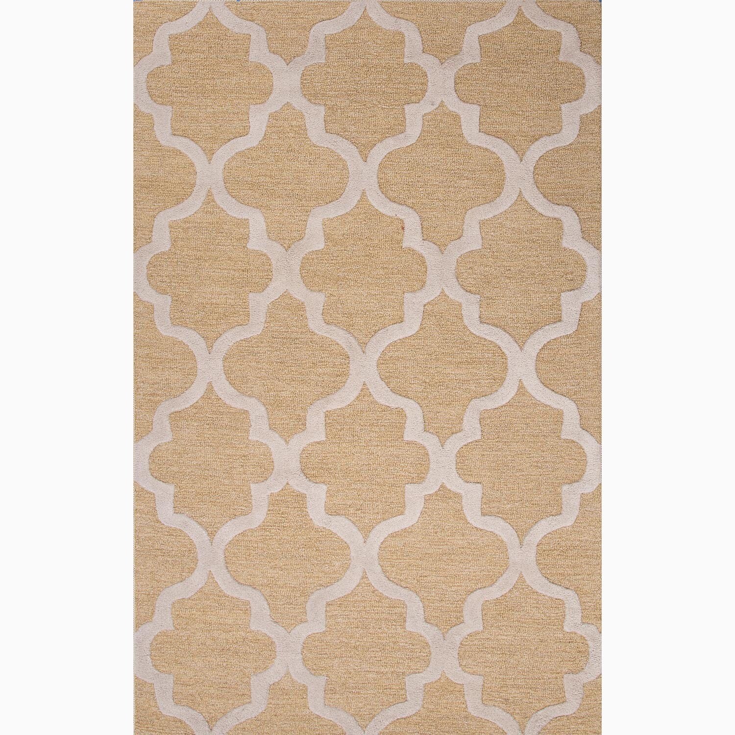 Handmade Geometric Pattern Taupe/ Ivory Wool Rug (36 X 56)
