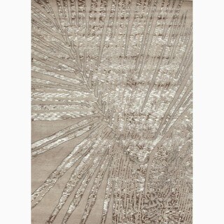Cheap Hand-Made Abstract Pattern Taupe/ Ivory Wool/ Silk Rug (5x8)
