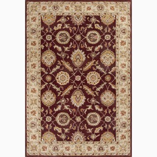 Big Save Handmade Oriental Pattern Red/ Taupe Wool Rug (10 x 14)