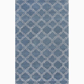 See Reviews Handmade Blue/ Ivory Wool/ Art Silk Durable Rug (9'6 x 13'6)