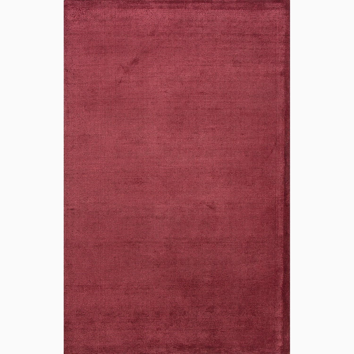 Hand made Solid Pattern Red Wool/ Art Silk Rug (3.6x5.6)