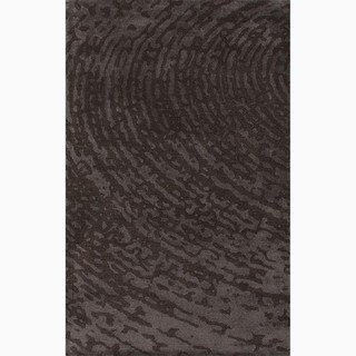 @@@ >  Hand-Made Brown/ Gray Wool/ Art Silk Textured Rug (8x10)