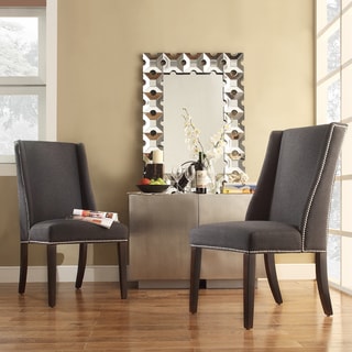 Save Price INSPIRE Q Geneva Dark Grey Fabric Wingback Hostess Chairs (Set of 2)