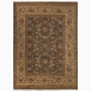 Compare Price Hand-Made Oriental Pattern brown/ Tan Wool Rug (9x12)