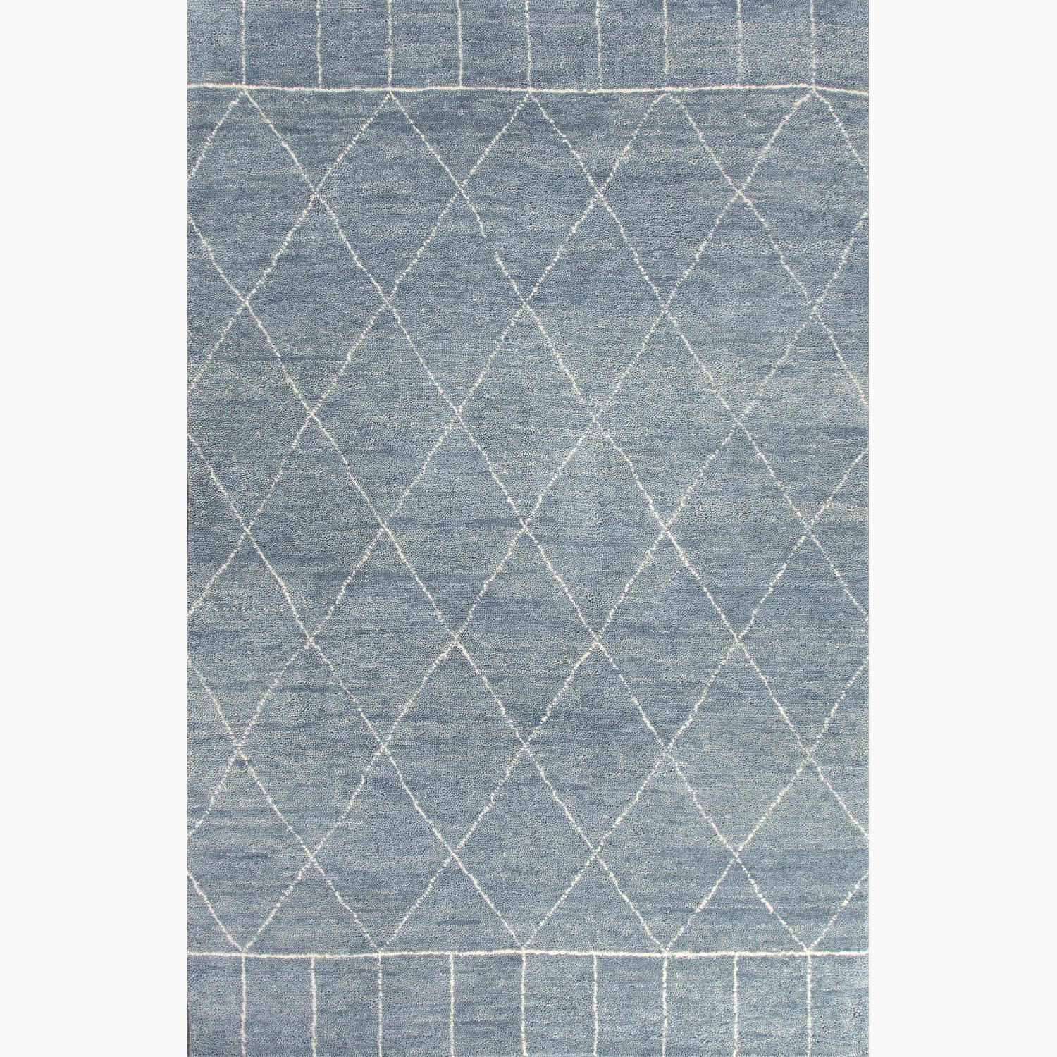 For sale Handmade Moroccan Pattern Blue/ Ivory Wool Rug (8 x 10)