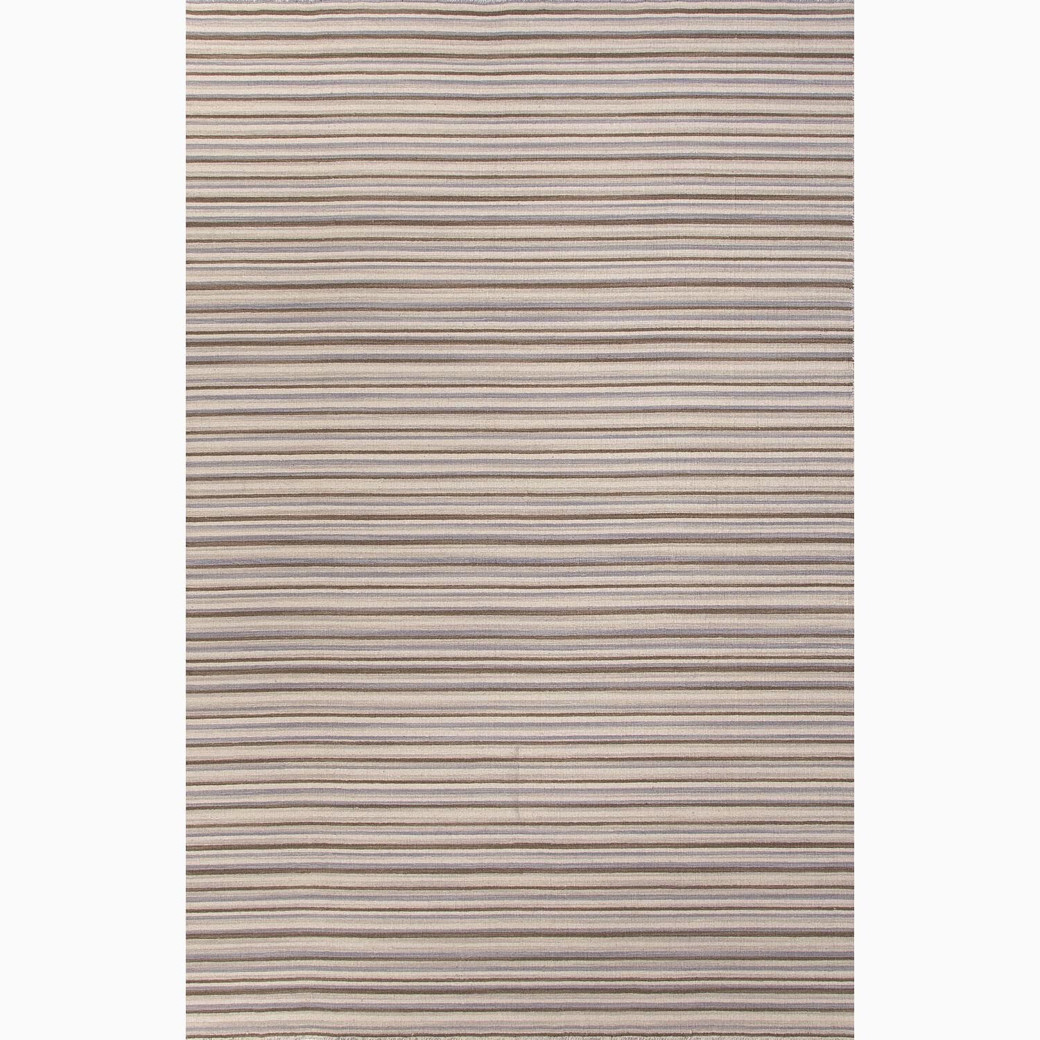 Hand made Stripe Pattern Gray/ Ivory 100 percent Wool Rug (5x8)