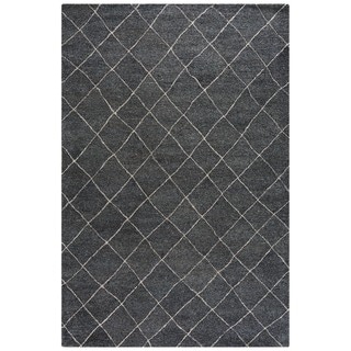 Buy Online Hand-Made Gray/ Ivory Wool Easy Care Rug (9x12)