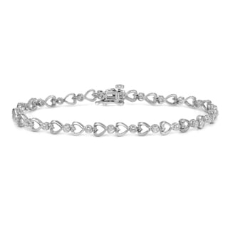 Auriya 14k White Gold 14ct TDW Heart Diamond Bracelet (H-I, I2-I3 ...