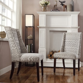 Compare Price INSPIRE Q Geneva Grey Chevron Wingback Hostess Chairs (Set of 2)
