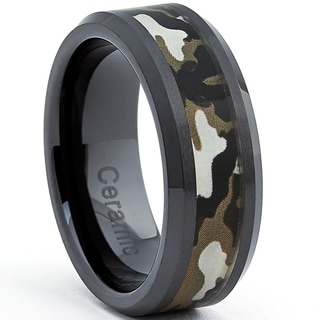 Black Ceramic Military Camo Ring (8 mm)
