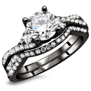 Black gold diamond wedding rings