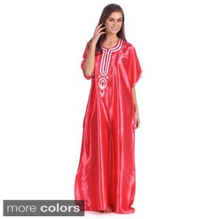 Hand-Embroidered Women's Sunny Satin Moroccan Caftan (Morocco) Today