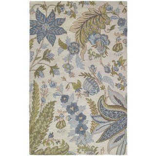 Save Price Hand-tufted Lawrence Sandy Blue Floral Wool Rug (9'6 x 13')