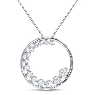 Auriya 14k White Gold 12ct TDW Circle Diamond Necklace (H-I, SI1-SI2)