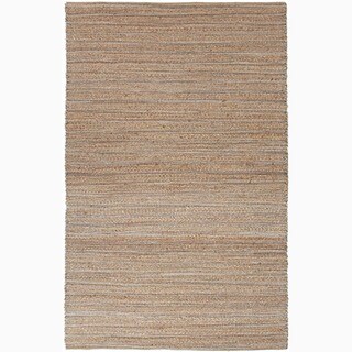 Save Price Hand-Made Solid Pattern Taupe/ Gray Cotton/ Jute Rug (9x12)